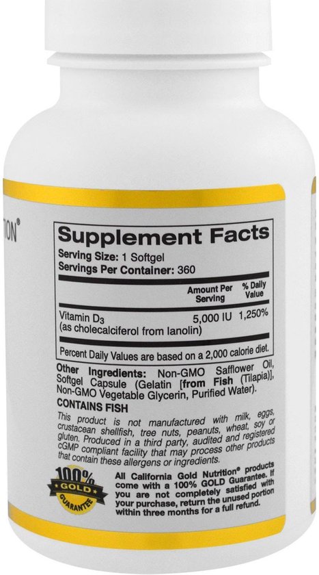 California Gold Nutrition, Vitamine D3, 125 mcg (5.000 IE), 360 ...