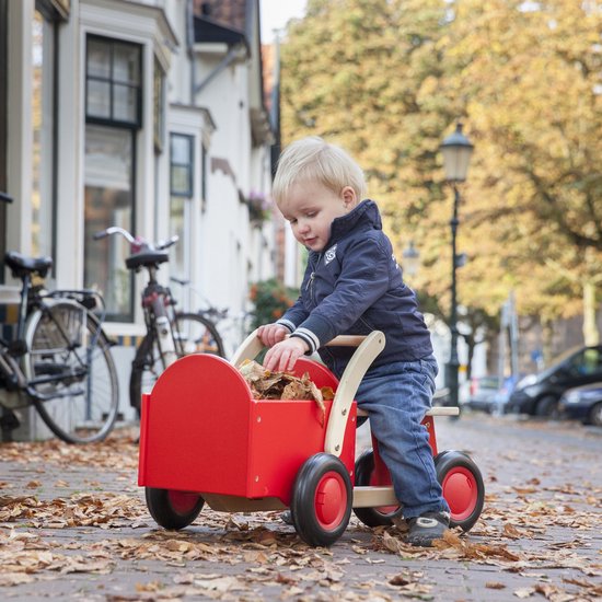 New Classic Toys Houten Bakfiets - Road Star - Rood - Zadelhoogte is 24 centimeter van New Classic Toys — afbeelding 2