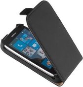 LELYCASE Lederen Flip Case Cover Hoesje Nokia Lumia 610 Zwart