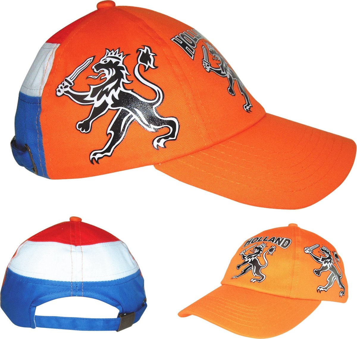 Holland Luxe Kinder Sandwich Cap - 6 panel oranje baseball cap met de Nederlandse leeuw erop gedrukt. baseballcap