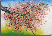Acrylverf schilderij canvas - magische boom - natuur geschilderd door Karin Vos - 130x90