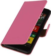 Nokia Lumia 625 Hoesje - Roze Effen - Book Case Wallet Cover Hoes