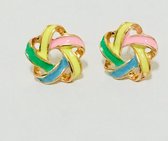 Fashionidea - Mooie multikleurige oorbellen van goudkleurige bijoulegering