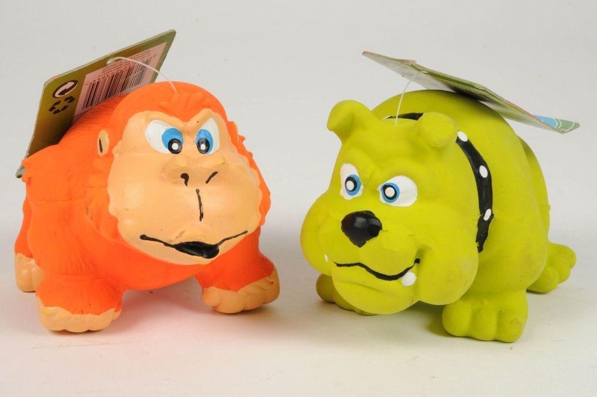 Hondenspeelgoed - Hondenspeeltjes Bulldog & Gorilla - Geluid - Latex - 12.5cm