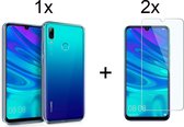 Huawei p smart 2019 hoesje siliconen case hoes cover transparant - 2x Huawei p smart 2019 screenprotector