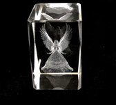 kristal glas laserblok met 3D afbeelding van engel 3x4.5cm excl. verlichting