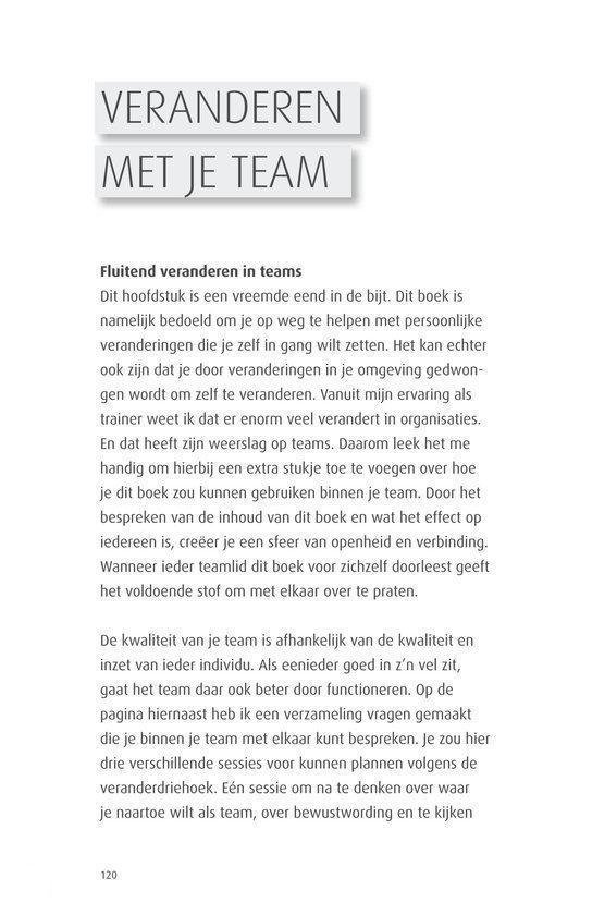 Hoofdstukpagina voor "VERANDEREN MET JE TEAM", met tekst over verandering in teams.