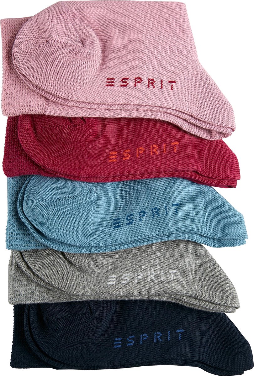 Esprit Solid Mix 5-Pack eenkleurig katoen multipack sokken kinderen veelkleurig - maat 35-38