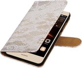 Wit Lace booktype wallet cover hoesje voor Huawei Y6 II Compact