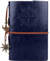 Vintage Lederen Notitieboek / Schetsboek / Schrijfmap / Notebook / 7 kleuren - Blauw - A5