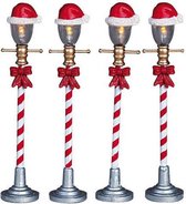 Lemax - Santa Hat Street Lamp -  Set Of 4 -  B/o (4.5v) - Kersthuisjes & Kerstdorpen