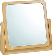 Relaxdays make up spiegel bamboe - cosmeticaspiegel - opmaakspiegel - draaibaar