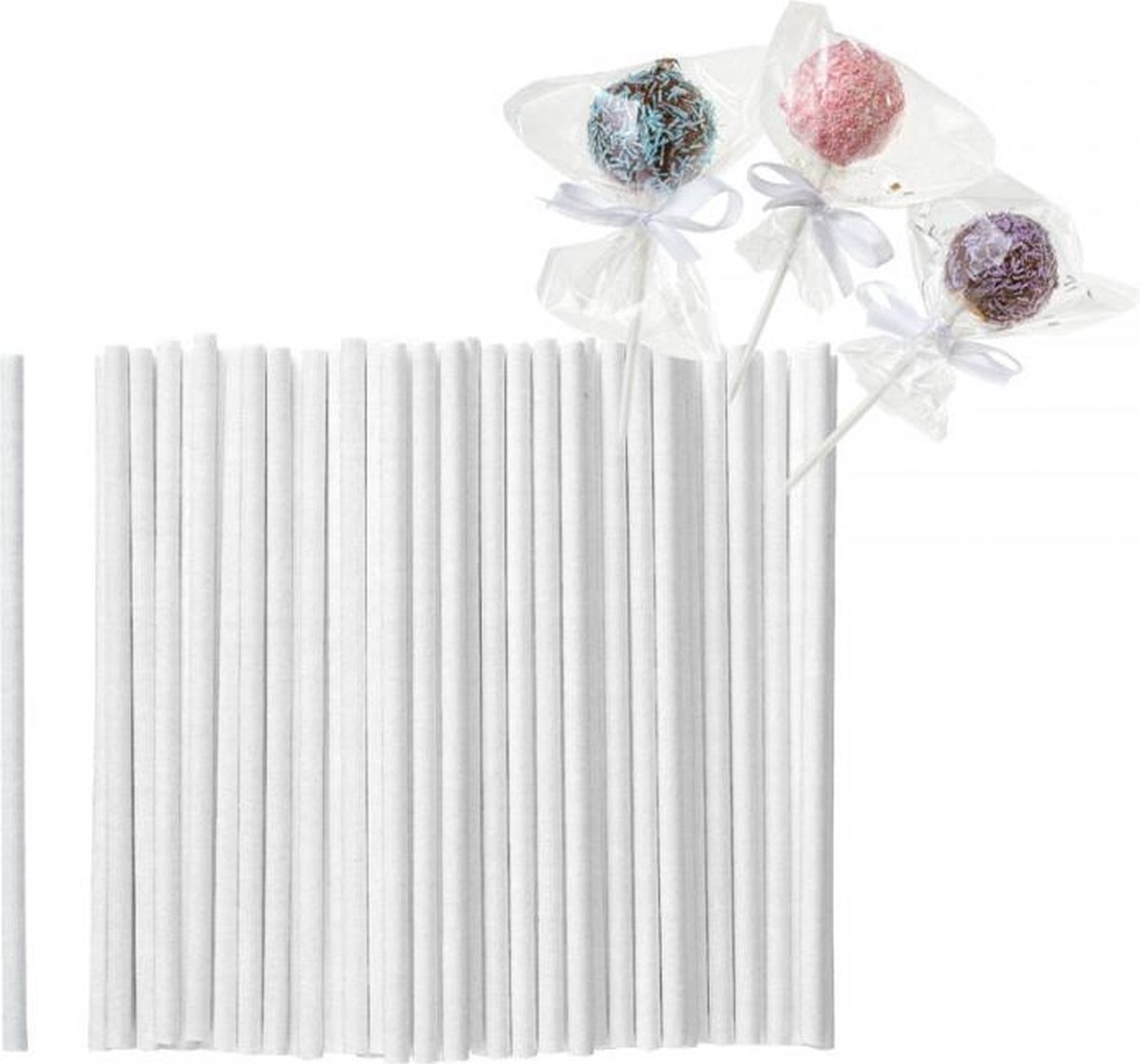 lolliestokjes wit 7 cm lang 100 stuks LETOP 7 cm lang