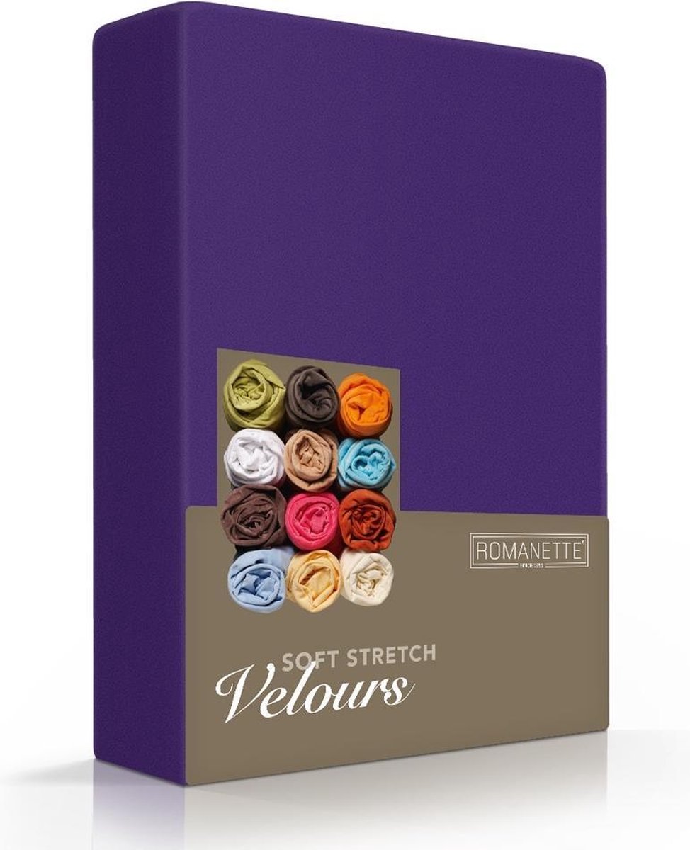 Velours hoeslaken - Paars - Lits-jumeaux (160/180/200x200/220 cm)