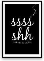 Poster: sssssshh - A4 - Zwart-wit