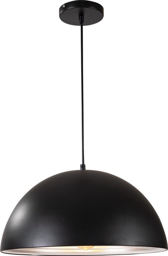 Hanglamp Zwart met Zilveren Binnenkant 40 cm - Scaldare Lucano | bol