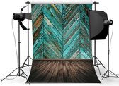 Retro blauwe verf houten vloer Board twill doek fotografie achtergrond achtergrond