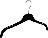 De Kledinghanger Gigant - 50 x Blouse / shirthanger kunststof velours zwart met rokinkepingen, 41 cm
