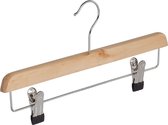 De Kledinghanger Gigant - 20 x Rok / broekhanger lotushout naturel gelakt met anti-slip knijpers, 34 cm