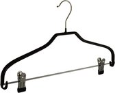 De Kledinghanger Gigant - 15 x Blouse / shirthanger metaal met anti-slip knijpers en zwarte anti-slip coating, 40 cm