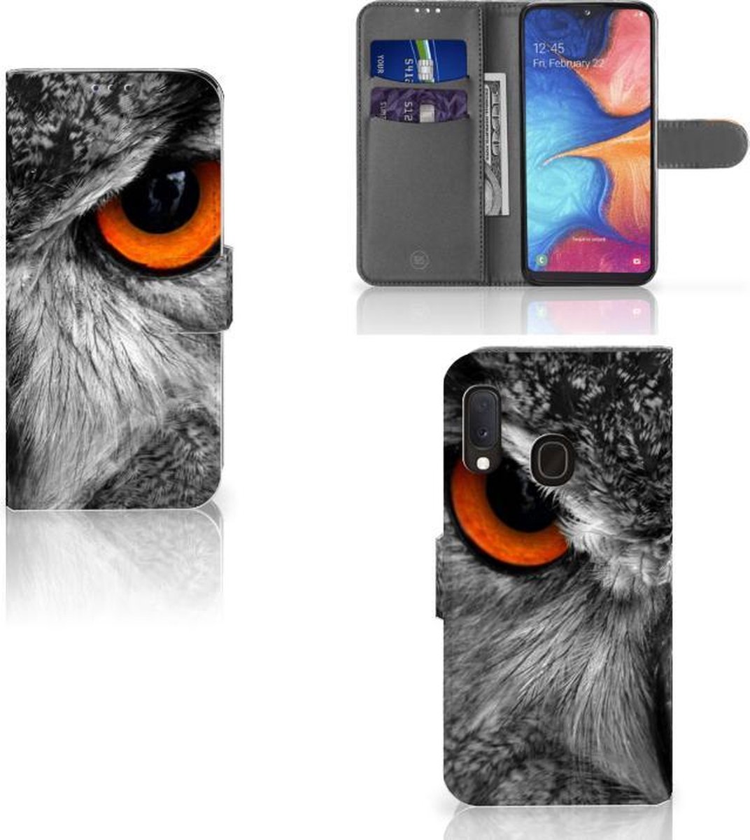 Samsung Galaxy A20e Telefoonhoesje met Pasjes Uil