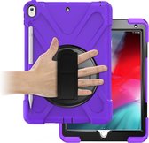 Tablet hoes geschikt voor iPad 10.2 2019 / 2020 / 2021 Cover - Hand Strap Armor Case - Paars