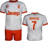 Juventus Replica Cristiano Ronaldo CR7 Uit Tenue Voetbalshirt + Broek Set Seizoen 2019/2020 Wit, Maat:  128