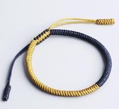 Premium handgeknoopte Tibetaanse armband - Yellow Blue - Geel Oker Blauw + Luxe Pouch