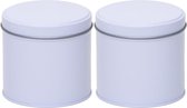 2x Boîtes de rangement / boîtes de rangement rondes blanches 10 cm - Boîte Stroopwafel - Dosettes de café / boîtes à café blanches - Boîtes de rangement