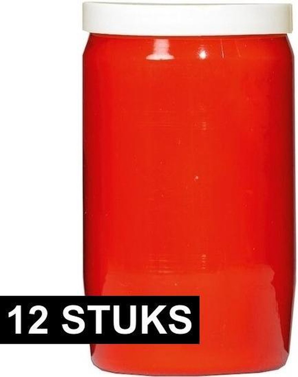 SPAAS Grafkaars/gedenklicht - 12x - rood - 6 x 10 cm - 3 dagen brandtijd - Graflichten