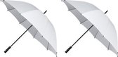 2x Parapluie tempête de golf blanc coupe-vent 130 cm - Parapluie résistant aux tempêtes