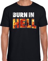 Halloween burn in hell verkleed t-shirt zwart voor heren XL