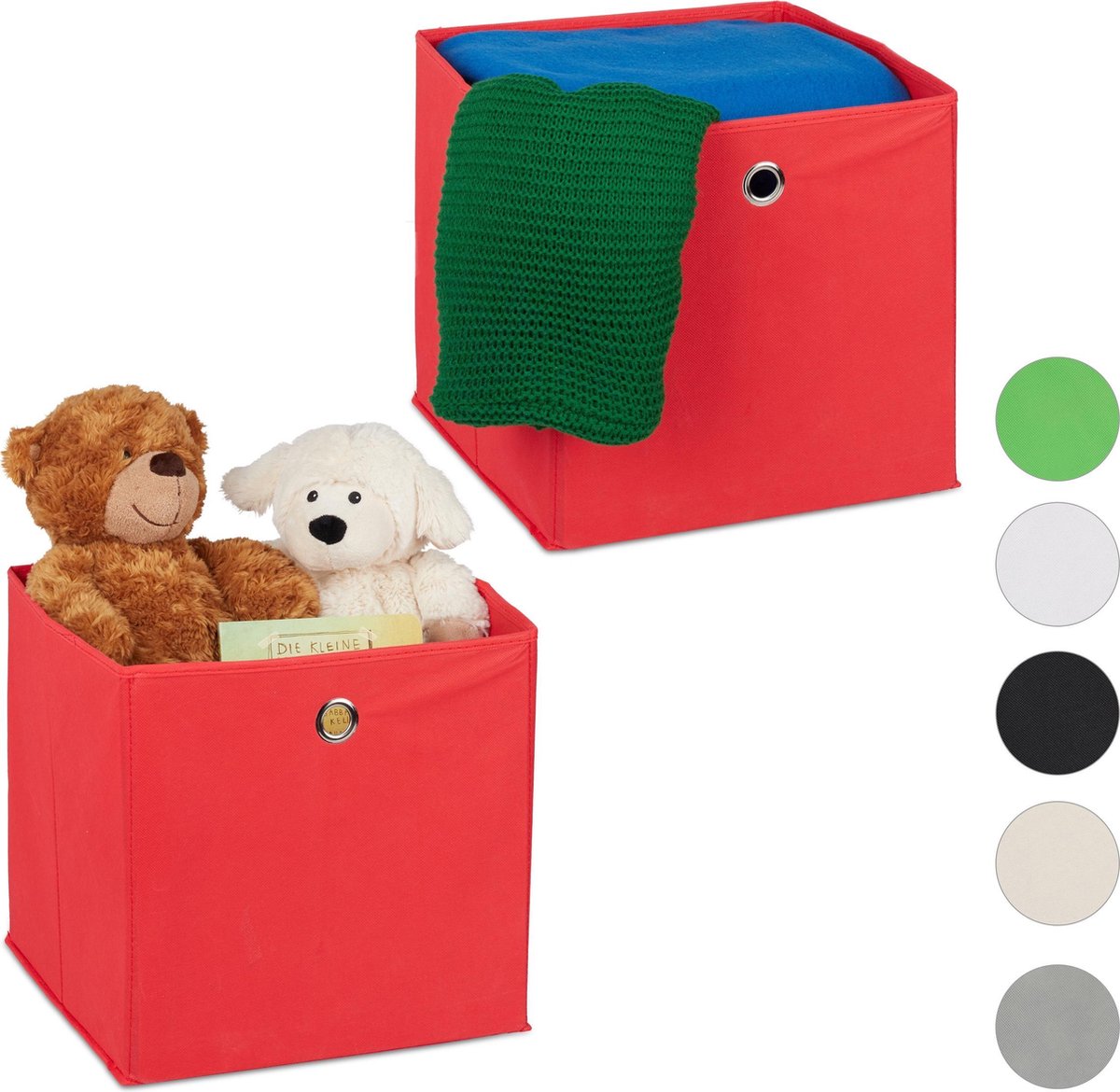 Vouwdozen voor Kleding - Opgeruimd en Decoratief - Set van 2 - Felrood - Stof - 30x30x30 cm