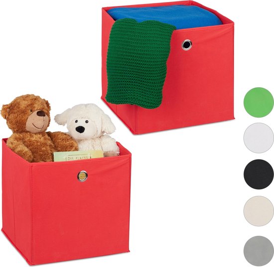 Relaxdays Opbergbox Stof - Set Van 2 - Opvouwbaar - Opbergmand - 30 Cm Kast Organizer Zwart