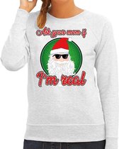 Foute Kersttrui / sweater - Ask your mom I am real - grijs voor dames - kerstkleding / kerst outfit S (36)