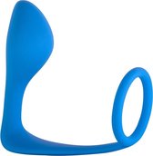 Lola Toys - BackDoor Black Edition - Buton Anal Plug - Licht gebogen Buttplug met Cockring Balzak Ring - Anaalplug 100% Siliconen - Prostaat Stimulatie - P-Spot - 10cm x 3.3cm - Bl
