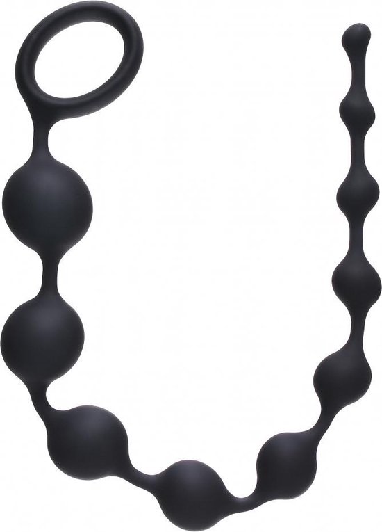 Lola Toys - First Time - Long Pleasure Chain - Buttplug met Kralen - Extra Lang - Flexibele Anaal Ballen/ Kralen/ Ketting met handgreep - Anal Beads - Anaalplug 100% Siliconen - Prostaat Stimulatie - P-Spot - Unisex - 35cm x 2,5cm - Zwart
