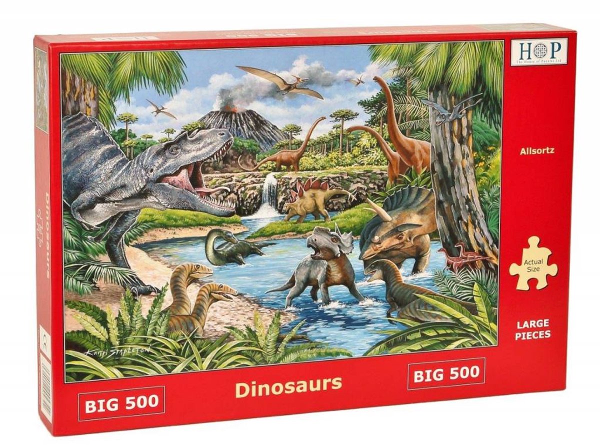 House of Puzzles Dinosaurs – Big 500 XL Stukjes – Legpuzzel – 68,6 x 48,3 cm – Dino Thema