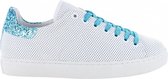 Tango | Moniek 12-b white leather perfo/light blue glitter - white sole | Maat: 36