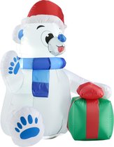 Verlichte ijsbeer opblaasbaar met kerstpakket 120x100x70 cm