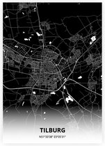 Tilburg plattegrond - A4 poster - Zwarte stijl