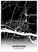 Gorinchem plattegrond - A4 poster - Zwarte stijl