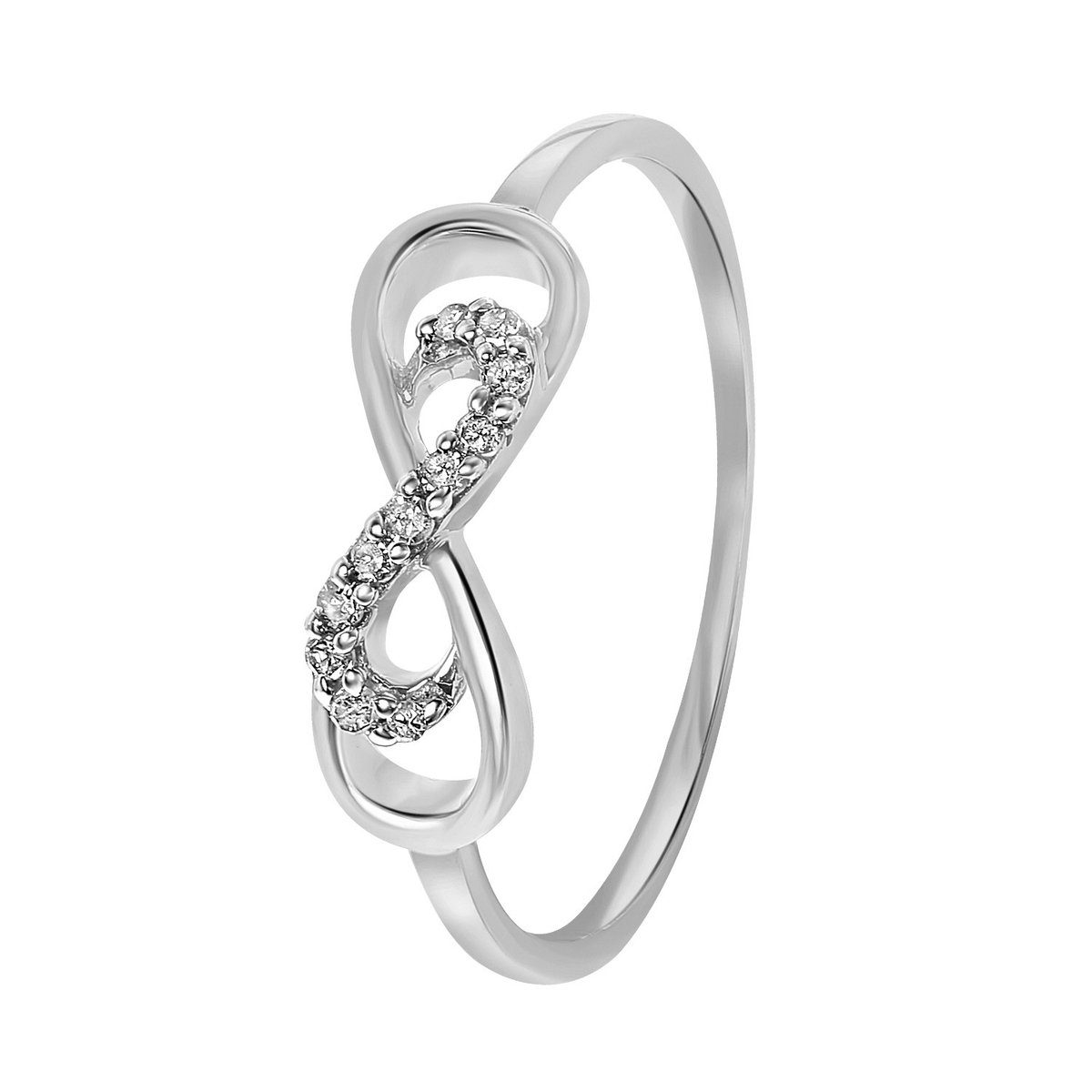 Diamond Luxury - 14 Karaat witgouden ring infinity diamant 0.06ct