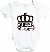 Rompertjes baby met tekst - Queen of hearts - Romper wit - Maat 74/80