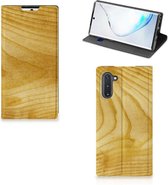 Geschikt voor Samsung Galaxy Note 10 Book Wallet Case Licht Hout