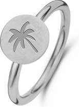 CO88 Collection Sense 8CR 10014 50 Stalen Ring met Palmboom - Maat 50 - Zilverkleurig