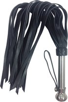 ZADO – 73 cm Lederen Flogger Zweep met Stalen Handvat voor een Goede Grip - Zwart