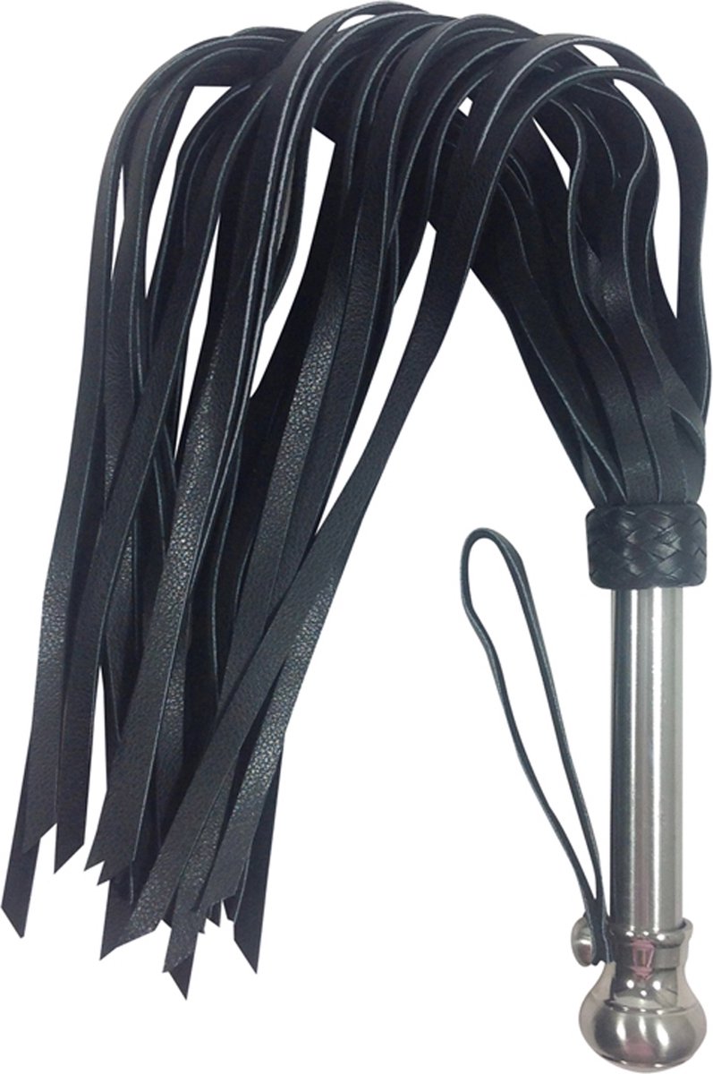 Goedkoopste ZADO – 73 cm Lederen Flogger Zweep met Stalen Handvat voor een Goede Grip - Zwart