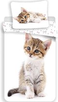 Animal Pictures Kitten Dekbedovertrek - Eenpersoons - 140  x 200 cm - Wit