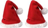 2x Mini kerstmutsjes rood - kerstmutsen voor huisdieren / poppen